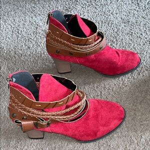 Red and Brown Women's Ankle Boots